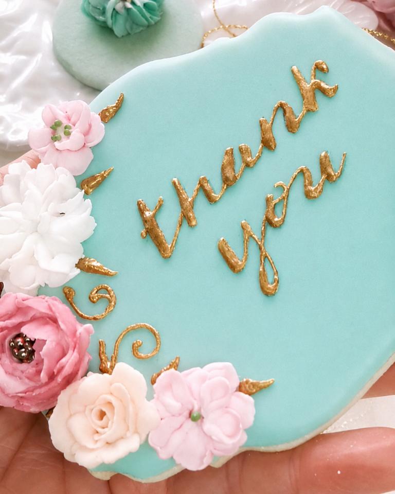 Flowers of Gold Thanks (20 biscotti da 12 cm)